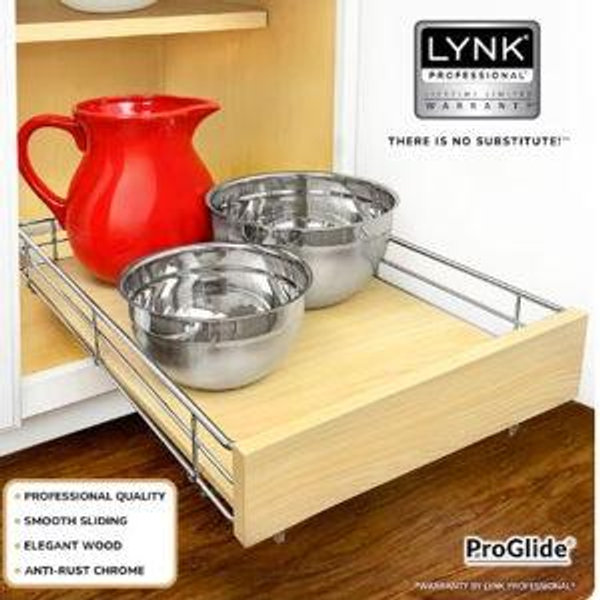Lynk Professional Slide Out Pantry Shelf 17-Inches W x 4.75-Inches H x 21.5-Inches D Cabinet-mount Silver/Chrome Metal Pull-out Under-sink organizer