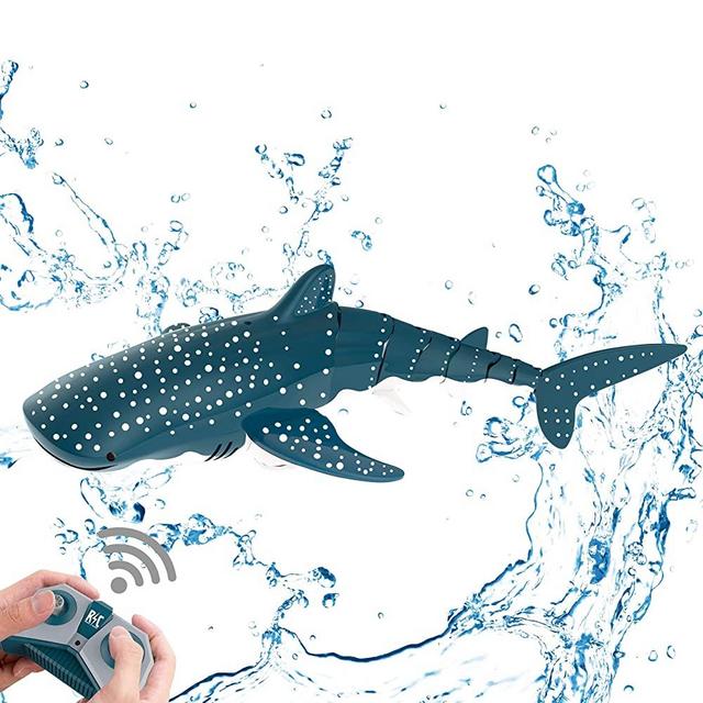 Remote Control Shark Toy 2.4GHz Remote Control Simulation Shark Boat Large Capacity 500mAh Rechargeable Electric Toy Great Gift RC Boat Toys JIERUI CREATION (Whale Shark)