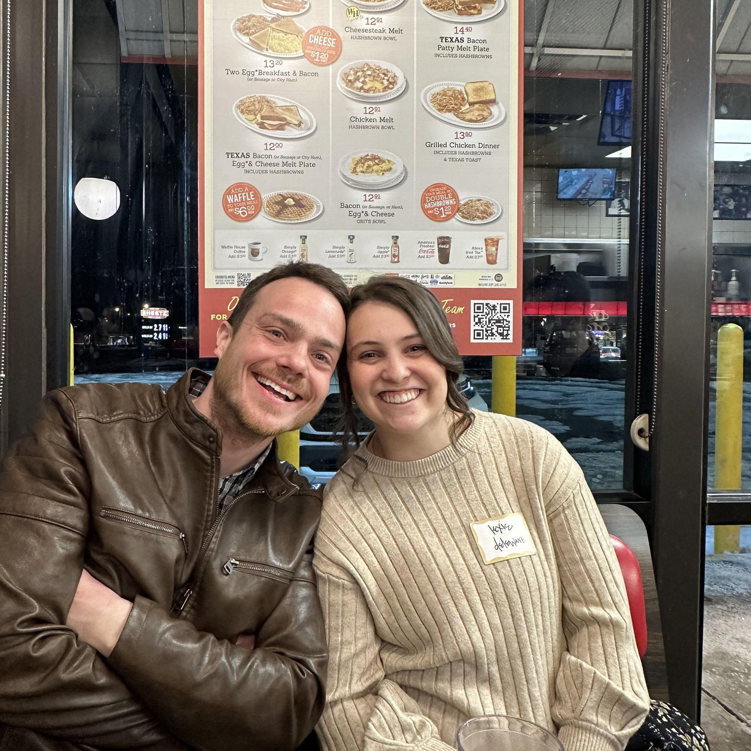 a friends going away party at Waffle House after college worship night