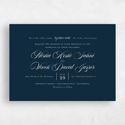 Deepest Teal, Blue Wedding Invitation - Grazio Landscape
