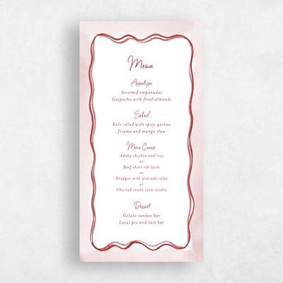 Dark Red Wedding Menu - Darlington