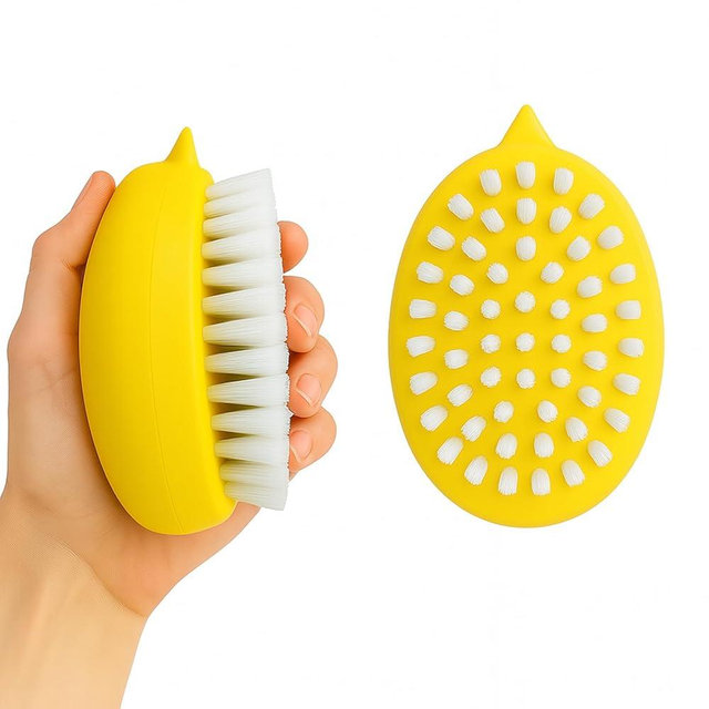 AISHUJIE Premium Veggie Brush The Scrubber for Potato Eyes,a Potato Scrubber Suitable for Root Vegetables & Delicate Fruits,a Dual-use Fruit and Vegetable Brush, Your Kitchen Essential (Yellow 2Pack)