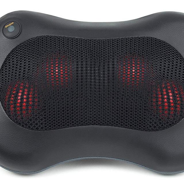 Zyllion Shiatsu Back Neck Massager - Kneading Massage Pillow with Heat for Shoulders, Lower Back, Calf, Legs, Foot - Use at Home, Office, and Car, ZMA-13-BK (Black)