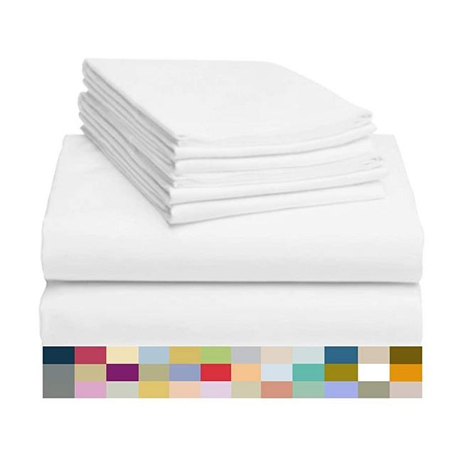 LuxClub 6 PC Sheet Set Bamboo Sheets Deep Pockets 18" Eco Friendly Wrinkle Free Sheets Hypoallergenic Anti-Bacteria Machine Washable Hotel Bedding Silky Soft - White Full