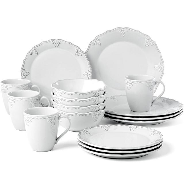 Lenox® French Carved™ Scalloped 16-Piece Dinnerware Set