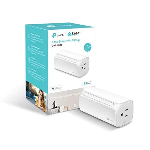 TP-LINK Kasa 2-Outlet Smart Wi-Fi Plug, No Hub Required, Works with Alexa and Google (HS107), 1-Pack, White