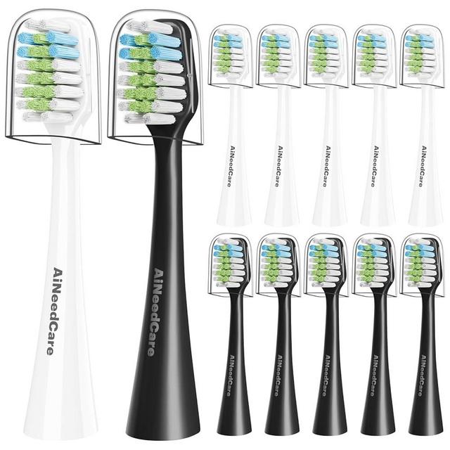 12 Pack Toothbrush Replacement Heads Only for Aquasonic Duo Series and Home Dental Center, Not Compatible with AquaSonic Other Series - 6 White + 6 Black