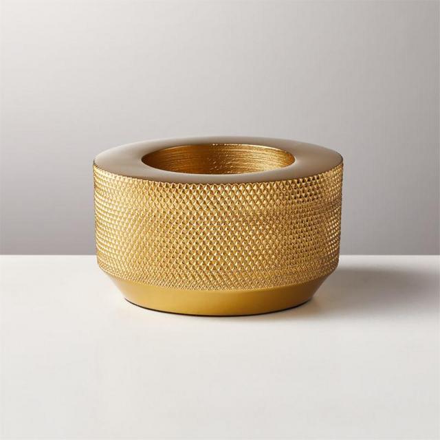 Knurled Gold Tea Light Candle Holder