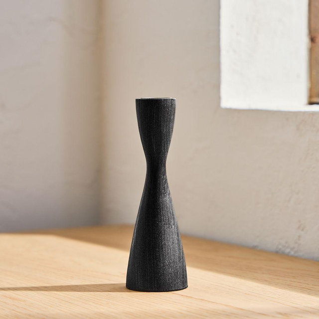 Tira Wood Taper Holder, Black, Medium