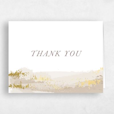 Taupe, Brown Wedding Thank You - Ione Landscape Foil