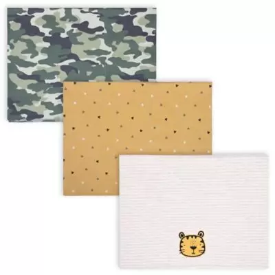 Gerber® 3-Pack Tiger Burp Cloths in Oatmeal