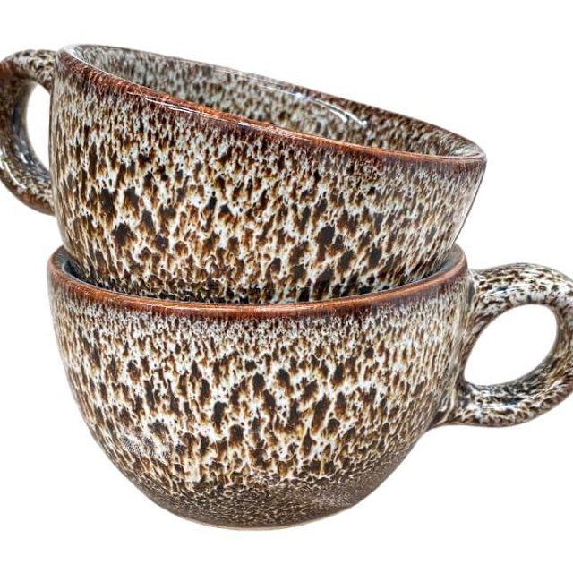 Anna Lebrija Galena Barista Cup and Saucer Set of 2, 6oz Handmade Ceramic Cappuccino and Latte Art Cups – Premium Mexican Coffee Cup