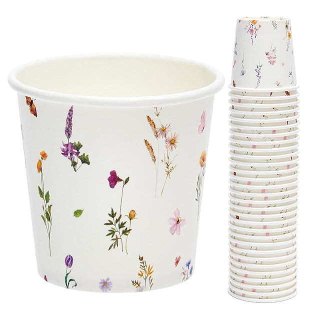 Crisky 300 Pack Paper Bathroom Cups 3oz Disposable, Elegant Design Floral Small Mouthwash, Hot/Cold Beverage Coffee, Dessert Available for Birthday Parties, Home-use, Picnics, Ceremonies Any Events
