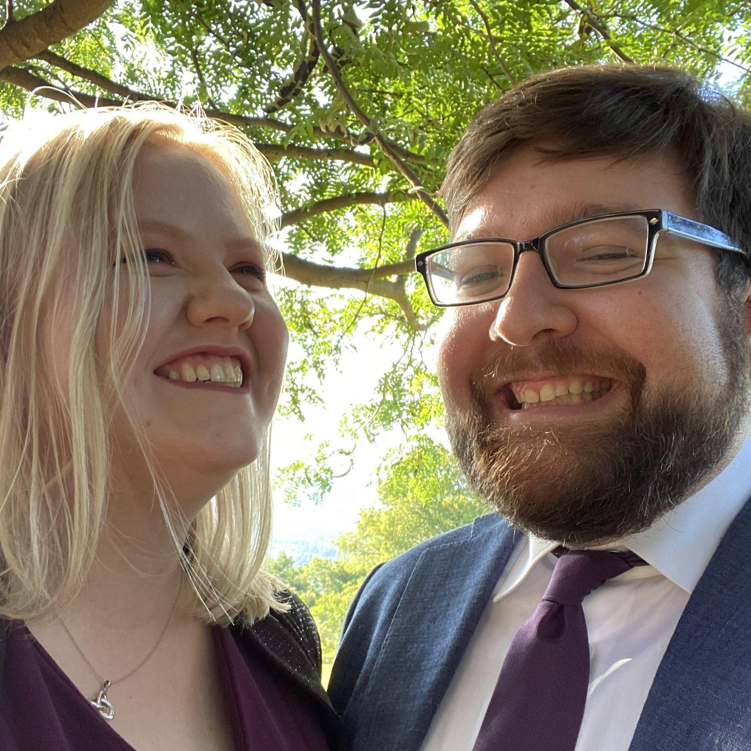 Trying to keep a straight face at Harrison's father's wedding!