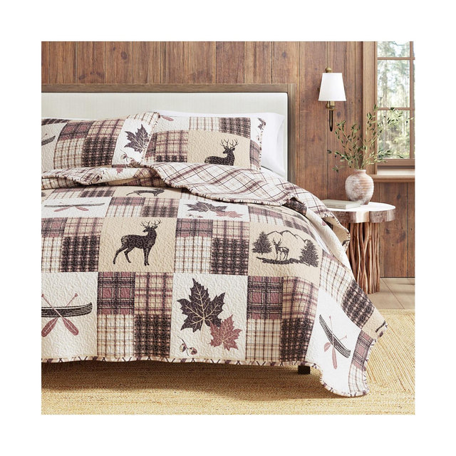 Linery & Co. Rustic Lodge Patchwork Microfiber Quilt Set With Shams