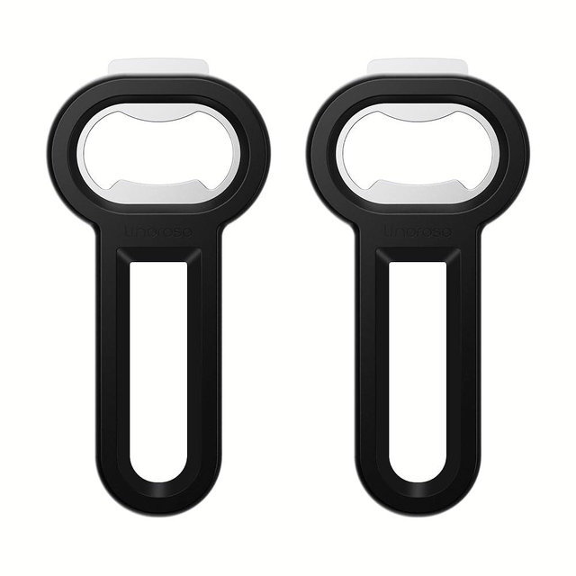 Linoroso Magnetic Bottle Opener Pop Can Opener for Refrigerator, Beer Bottle Opener and Soda Can Opener with Cap Catcher, Portable Beer Opener for Bartender, Home, Restaurant, Bar Tools, 2 Pack, Black