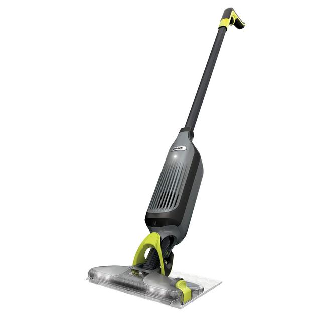 Shark VM252 VACMOP Pro Cordless Hard Floor Vacuum Mop with LED Headlights, 4 Disposable Pads 12 oz. Cleaning Solution, Charcoal Gray