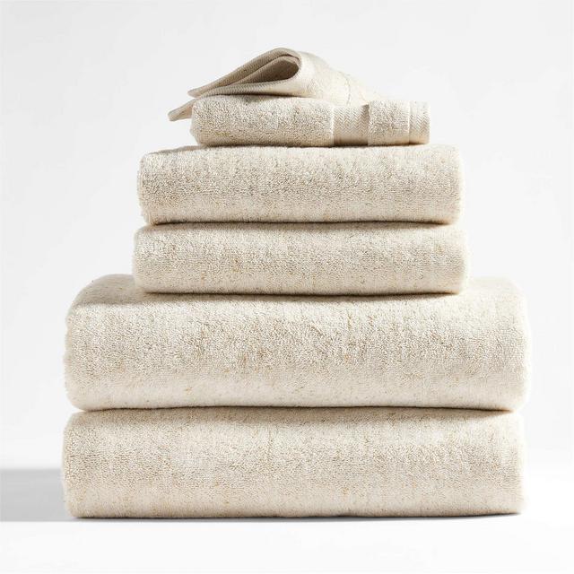 Natural Beige Fleck Organic Turkish Cotton Bath Towels, Set of 6