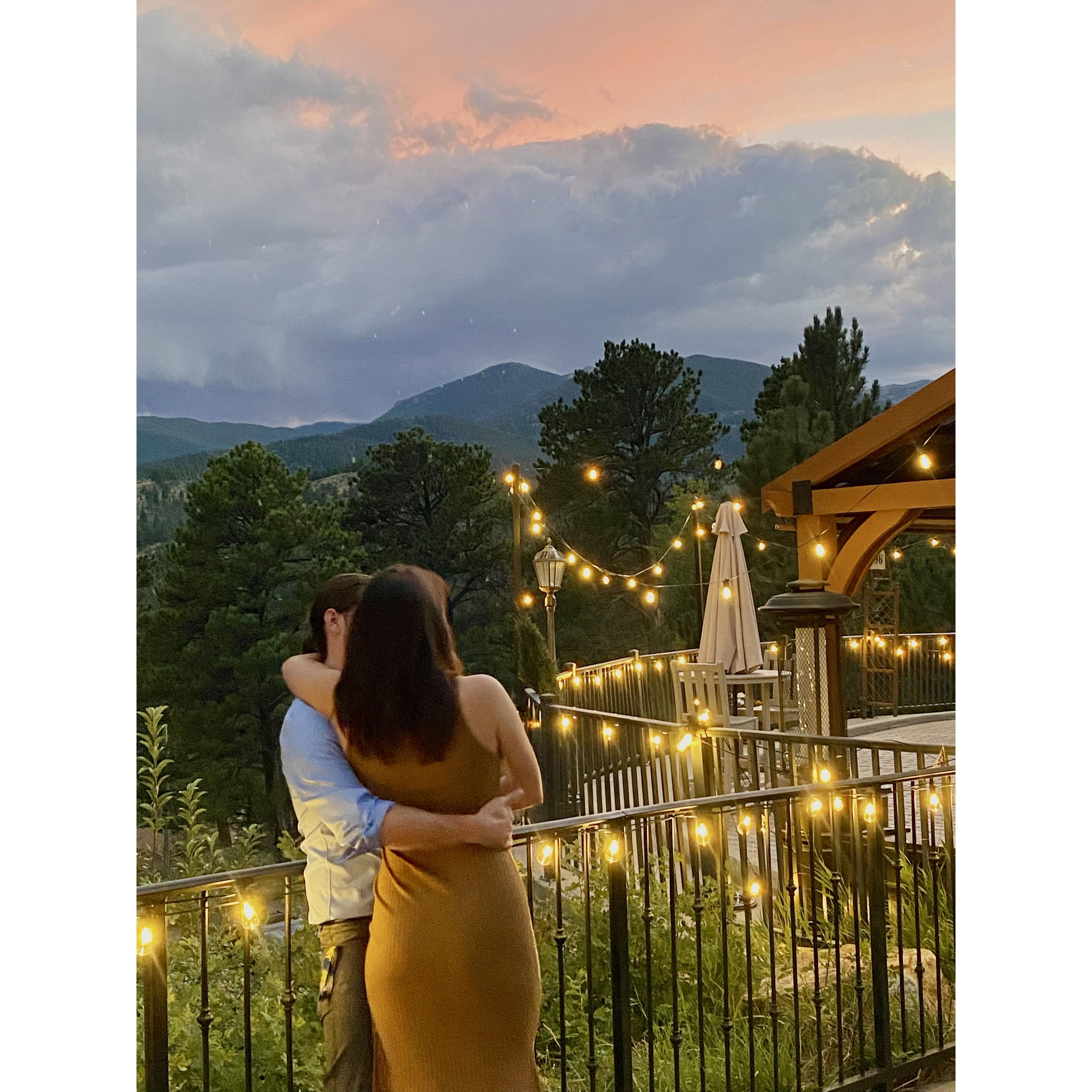 Celebrating love at their friends, Lauren and James, wedding in Estes Park.