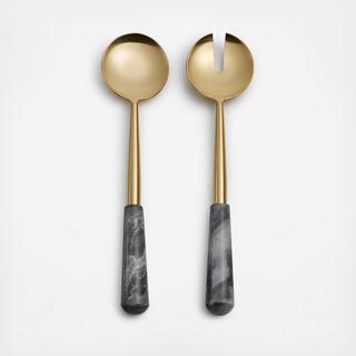 Hotel Collection - Modern Marble Black & Gold Oversized Salad Servers