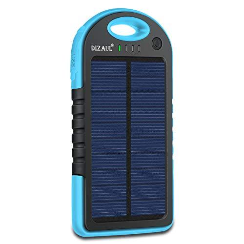 Dizaul Solar Charger, 5000mAh Portable Solar Power Bank Waterproof/Shockproof/Dustproof Dual USB Battery Bank Compatible with All Smartphones,iPhone,Samsung,Android Phones,Windows Phones,GoPro,GPS