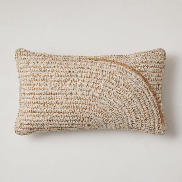 Outdoor Woven Arches Pillow, 12"x21", Natural