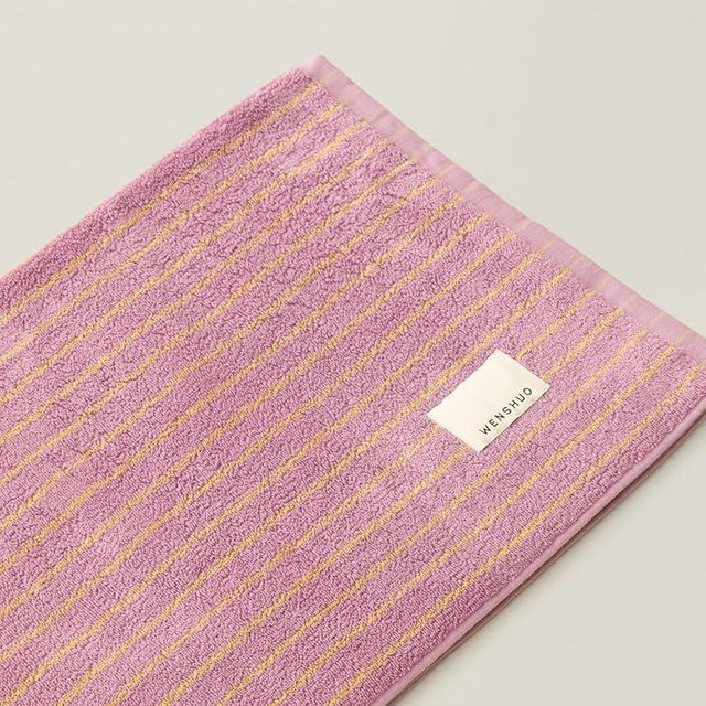 WENSHUO Bubble Purple Tulips-Striped Pure Cotton Bath Towel,100% Combed Cotton,Luxury Shower Towel,Super Absorbent(Pack of 1) (55.12" L × 27.56" W)
