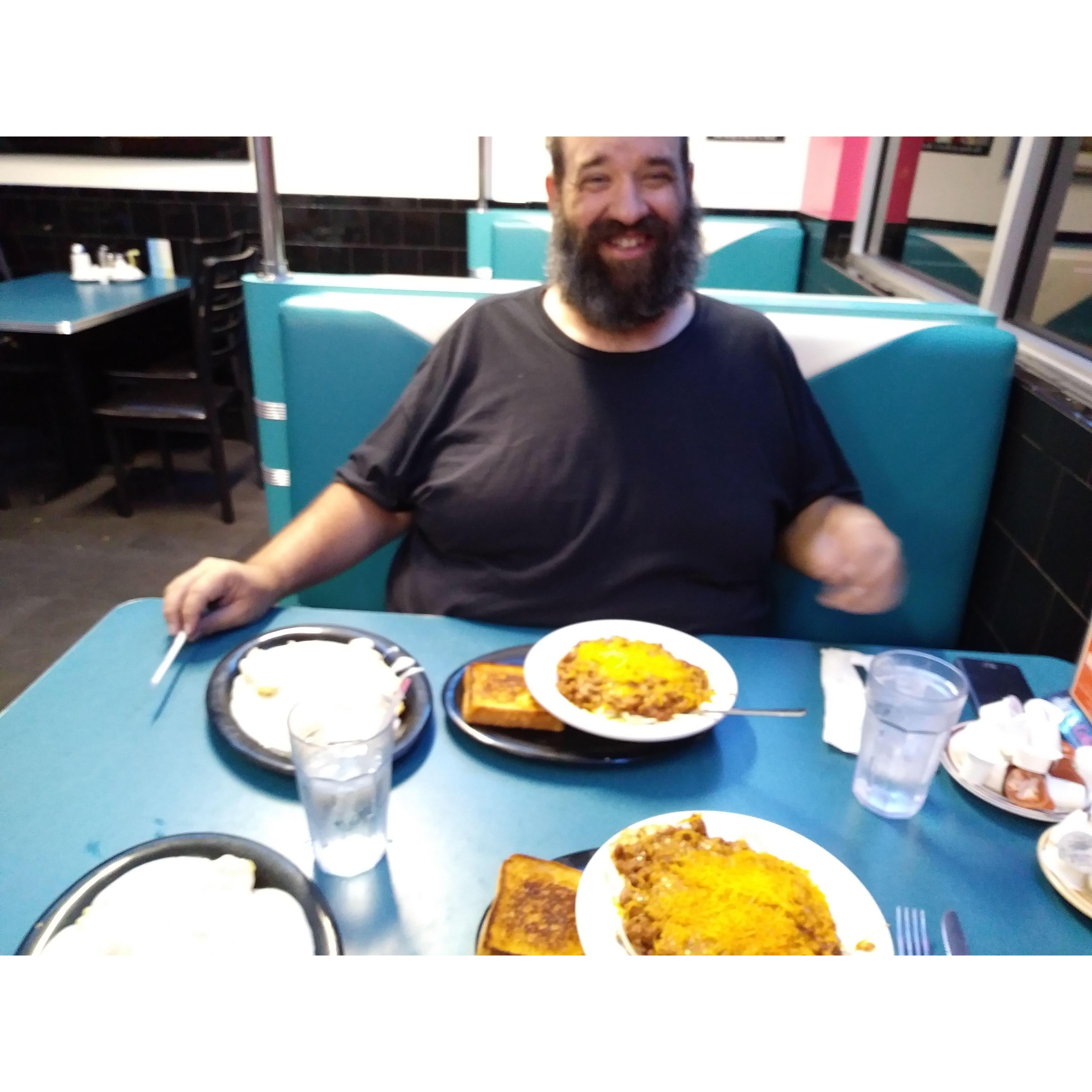 Spontaneous day trip to Tulsa ended with diner spaghetti.