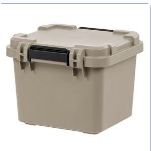 Project Source Small 7.4 -Gallons ( 30 -Quarts ) Khaki Yellow/Solid Heavy Duty Stackable Tote with Latching Lid