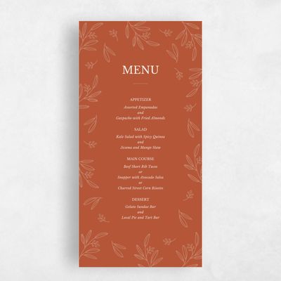 Orange Wedding Menu - Norcross