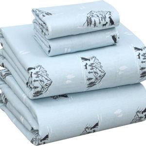 RUVANTI Flannel Sheets Queen Size - 100% Cotton Double Brushed Bed Sheets, Deep Pockets 16 Inches Queen Sheet Set, All Seasons Breathable & Extra Soft - Warm & Cozy, 4 Piece, Soul Dog