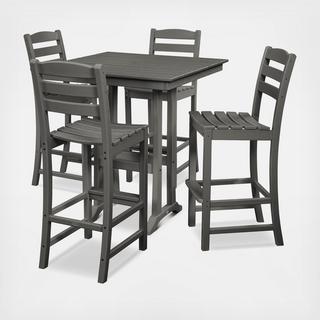 La Casa Cafe 5-Piece Outdoor Farmhouse Trestle Bar Set