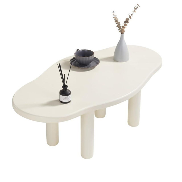 Cloud Coffee Table - Cute Coffee Table - Irregular Shape Coffee Table with 4 Legs - Modern End Table for Living Room,Apartment,Bedroom,Easy Assembly-White