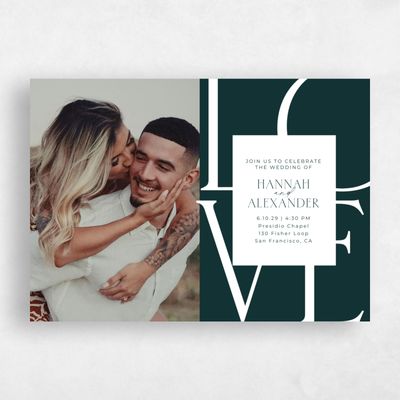 Dark Emerald, Green Wedding Invitation - Josephine Photo