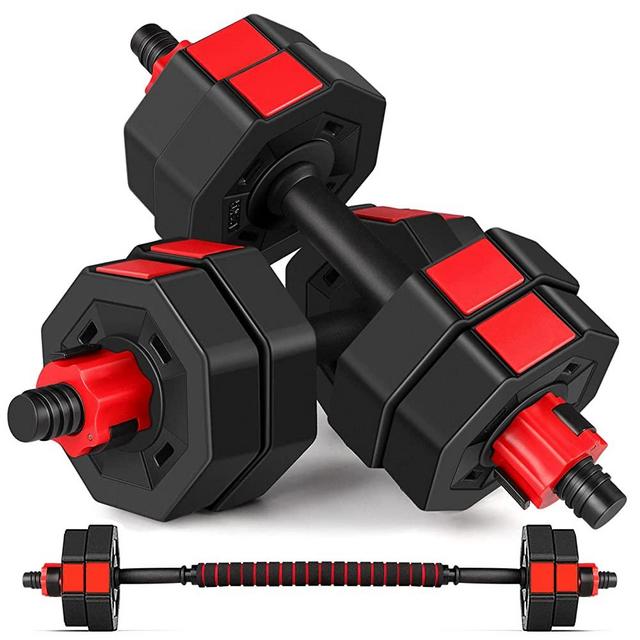 wolfyok Dumbbells Set, Adjustable Weights 3-in-1 Set Barbell 44Lb/66Lb, Home Gym Equipment for Men Women Gym Workout Fitness Exercise with Connecting Rod