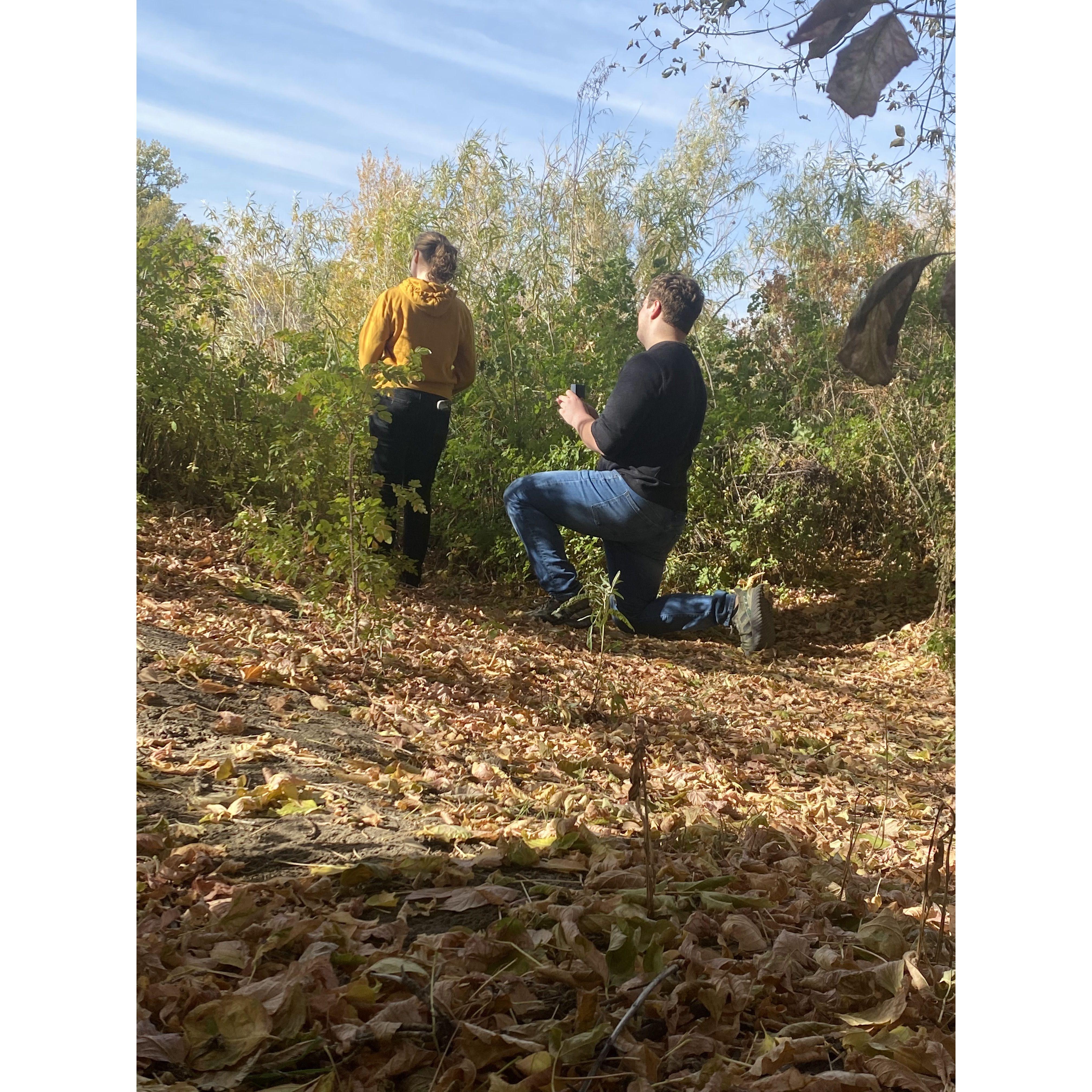 I was looking out at the water, and when I turned around Jaden was on his knee.