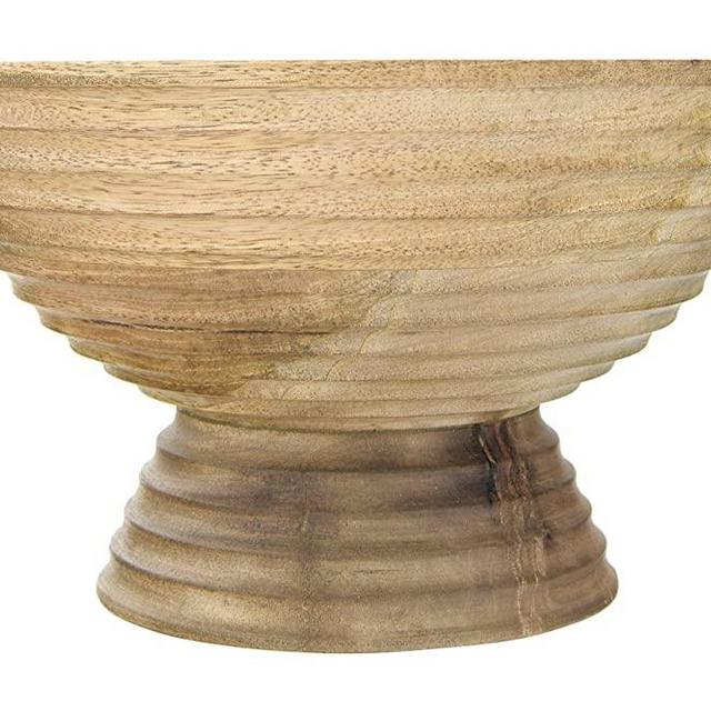 Creative Co-Op DF2440 Ridged Mango Wood Footed Bowl, Brown