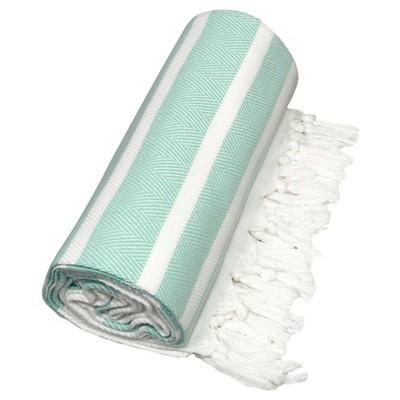 Herringbone Pesetemal Beach TowelSoft Aqua