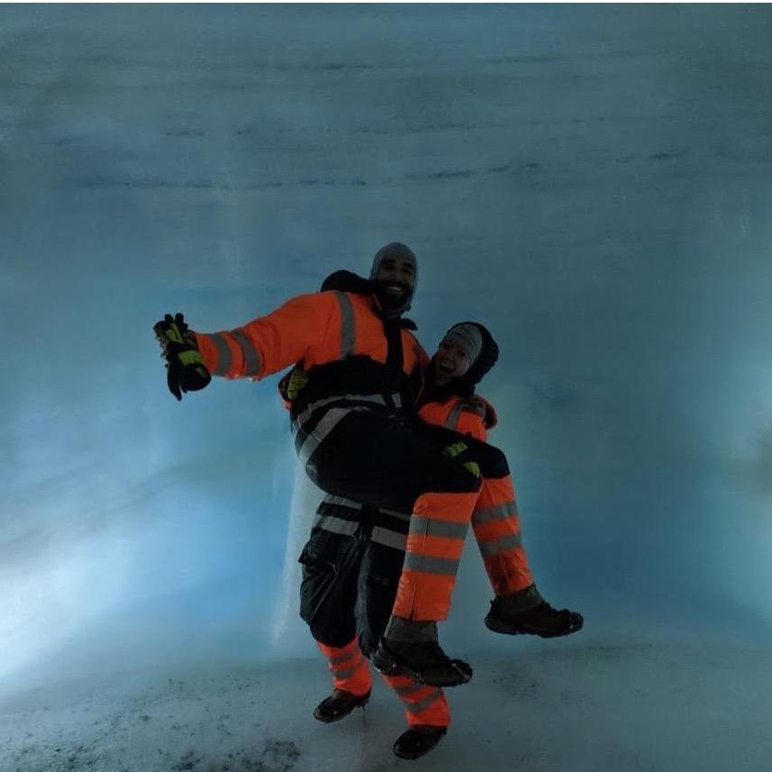 having fun in some glacier tunnels!