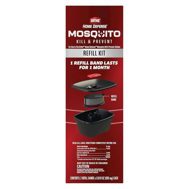 Ortho Home Defense Mosquito Kill and Prevent Refill Kit - Controls Mosquitoes and Larvae, Easy-to-Use, Mosquito Killer Protects up to 4,300 sq. ft., 2 Refill Bands