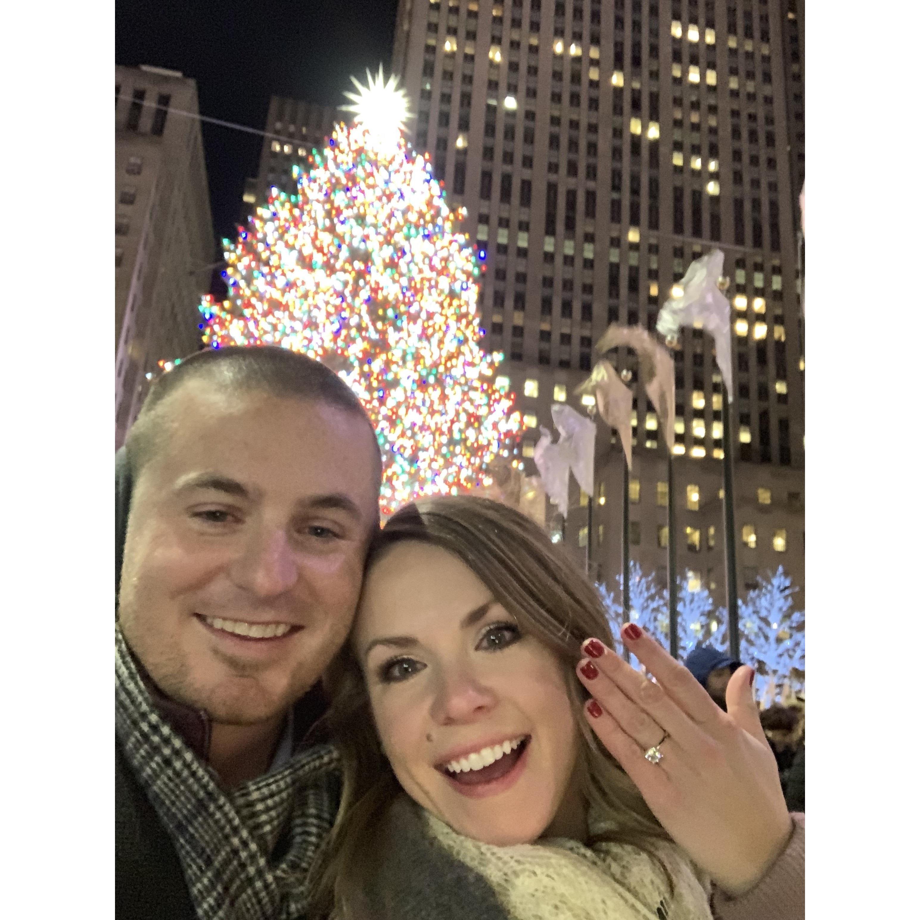 Moments after Scott proposed in New York City!