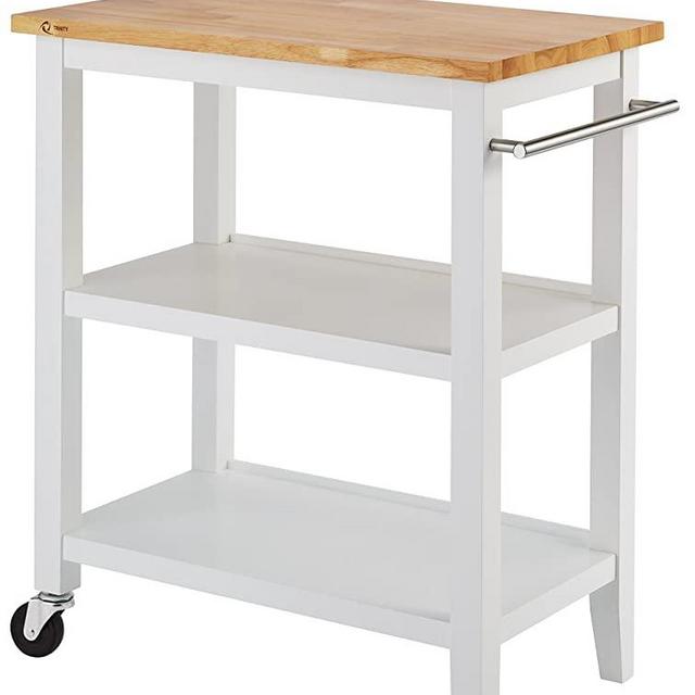 TRINITY Wood Kitchen Cart, White