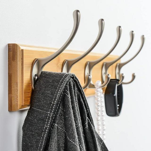  JYL HOME Wall-Mounted Bamboo Coat Rack, 5 Double Hooks, Rustic  Hooks for Hanging Coats,Jacket,Clothes,Hats,Decorative Hooks for Entryway,  Bathroom, Bedroom, Closet Room, Dark Browm : Home & Kitchen