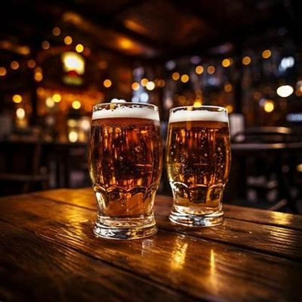 Treats us to a pint in a Scottish pub!