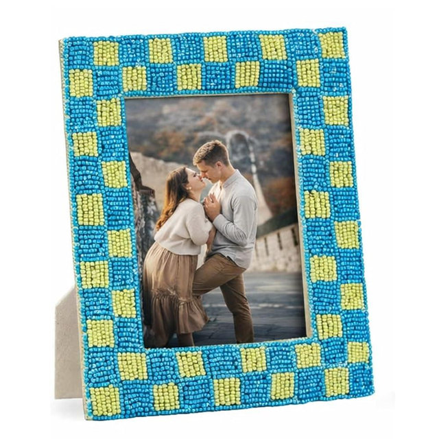 Folkulture Candid 4x6 Beaded Picture Frame for Wall or Tabletop | Aesthetic, Cute, Boho Unique Style Photo Frame with Plexiglass | Vertical & Horizontal Display | Housewarming Gifts