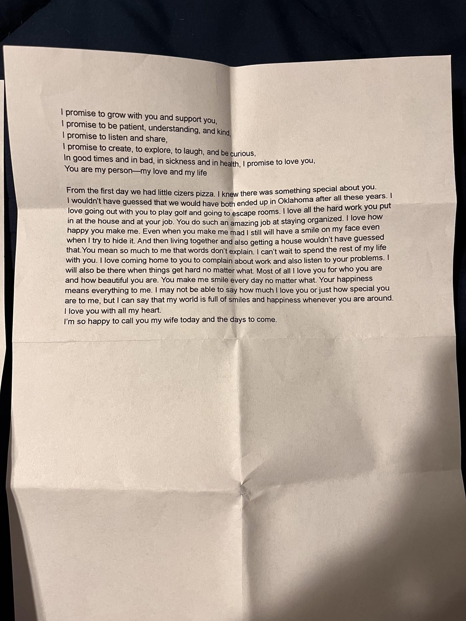 Justin’s vows