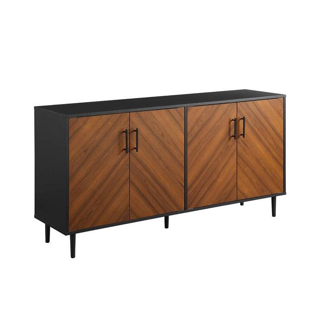 Angelo Modern Bookmatch 4 Door Sideboard Acorn/Solid Black - Saracina Home