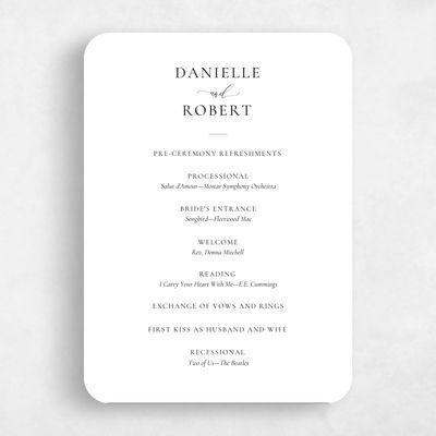 Black Rounded Wedding Program - Barnell Letterpress