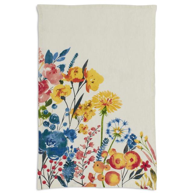 Multicolor Floral Linen Kitchen Towel, 28" x 18"