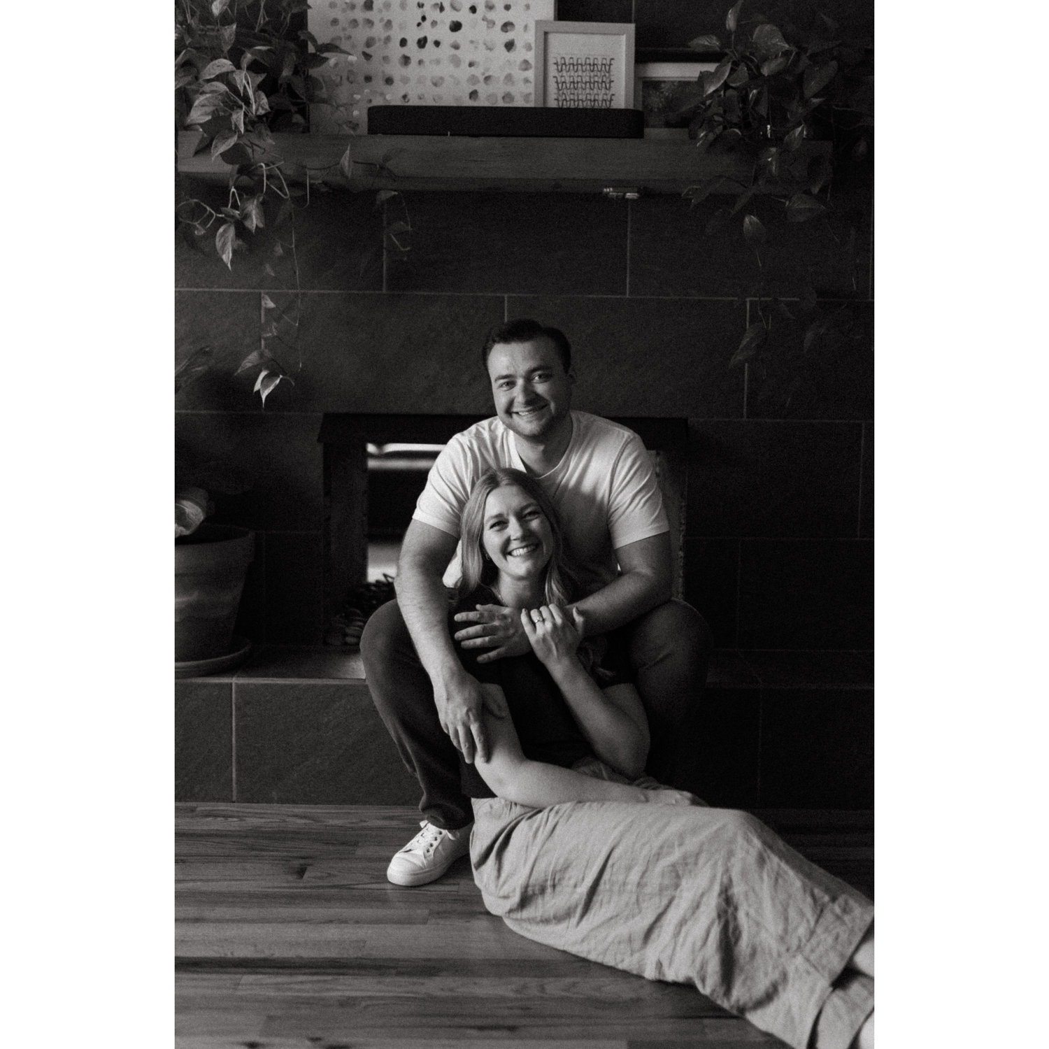 Engagement photo practice round/In home session in Springfield so our dogs could be there